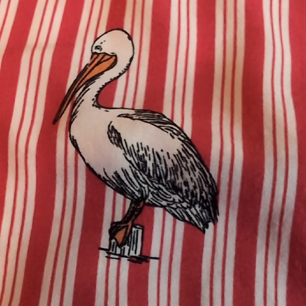 Mandee Red and White Striped Blouse with Bird Print Large - Picture 5 of 14